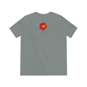 Triblend Tee with YOAMOPR Logo - El Coqui and Amapola Flower Design