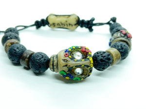 Calavera y Flores - Pulsera de Hombre