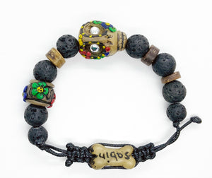 Calavera y Flores - Pulsera de Hombre